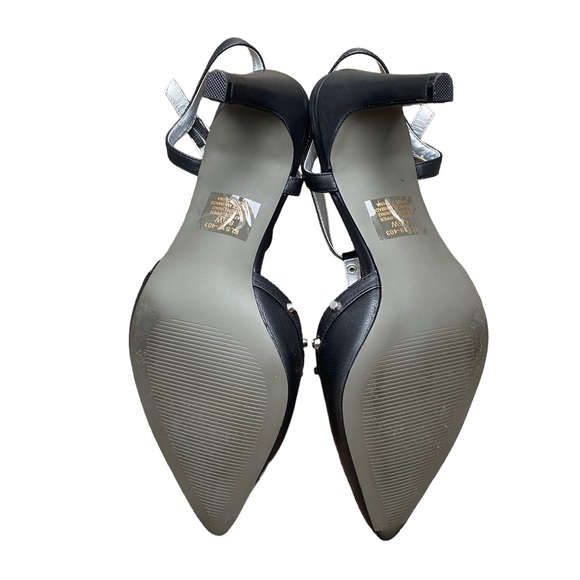 David Tate Black Valencia Leather Slingback Pumps, Black Leather Heels - Picture 11 of 12